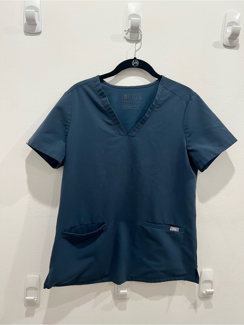 Figs Navy Blue V-Neck Scrub Top with Front Pockets